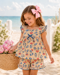 Girls Ruffle Babydoll Top Short Set