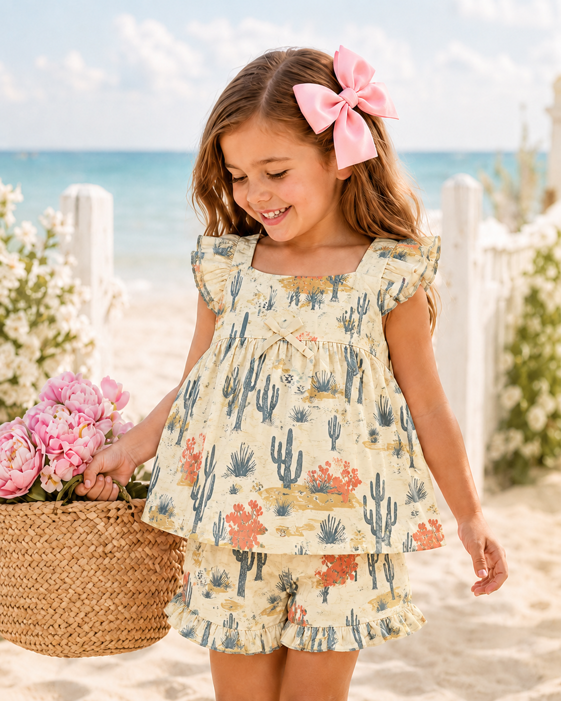 Girls Ruffle Babydoll Top Short Set