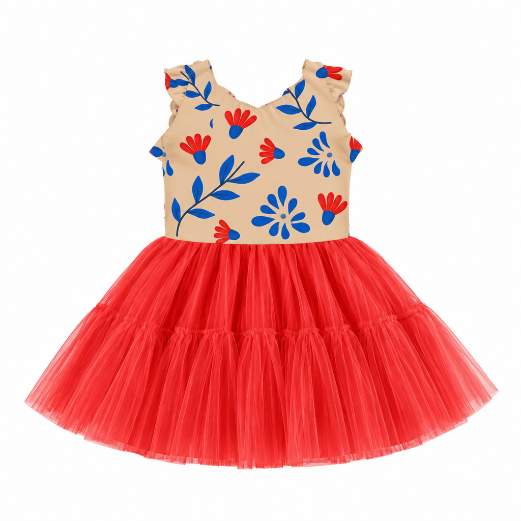 Girl's Patterned Scallop Active Dress w/ Shorts