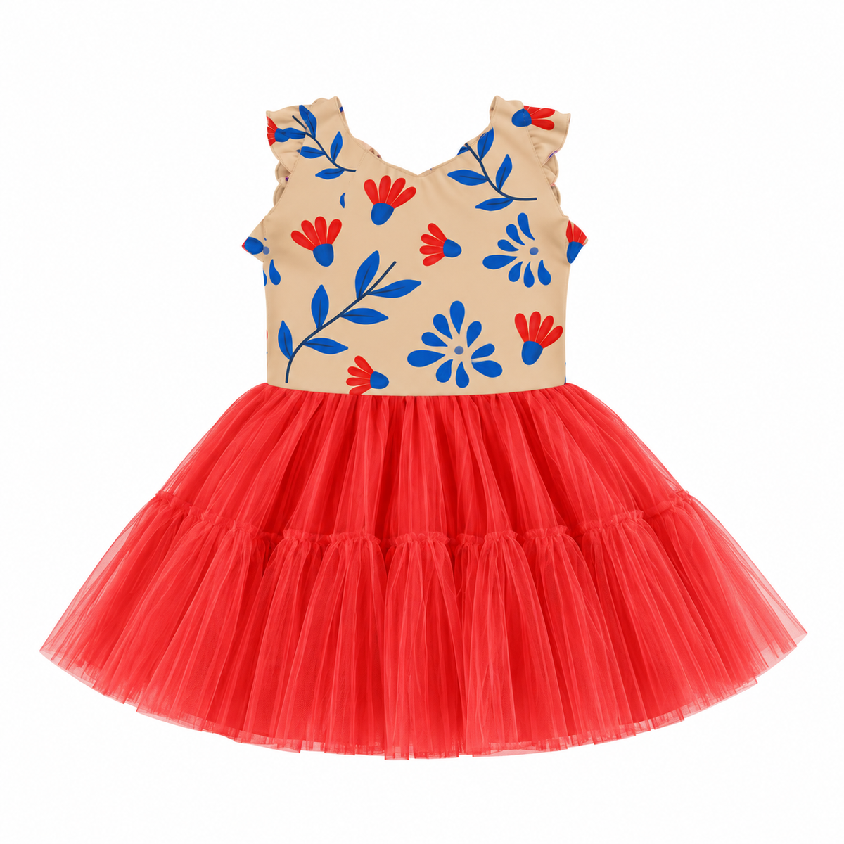 Girl's Patterned Scallop Active Dress w/ Shorts