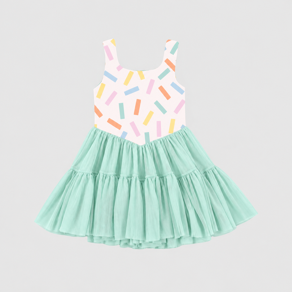 Girl's Patterned Active Spaghetti Strap Dress w/Shorts