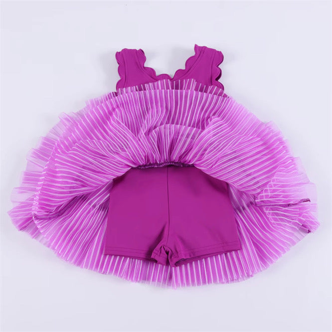 Solid Scallop Active Dress w Shorts