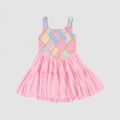 Girl's Patterned Active Spaghetti Strap Dress w/Shorts