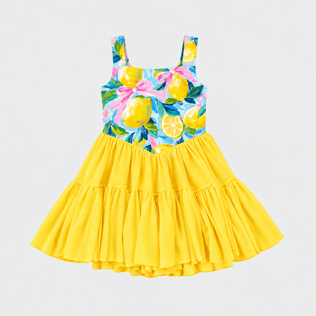 Girl's Patterned Active Spaghetti Strap Dress w/Shorts