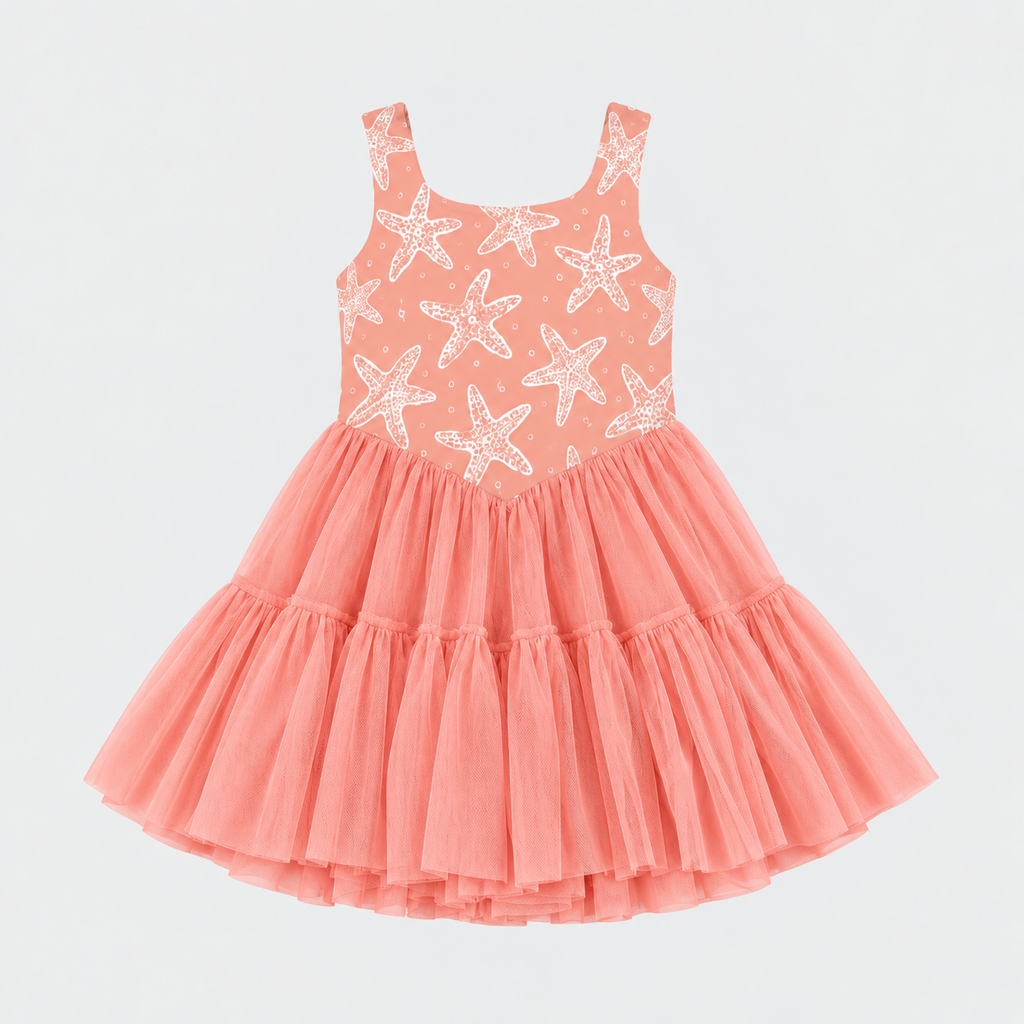 Girl's Patterned Active Spaghetti Strap Dress w/Shorts