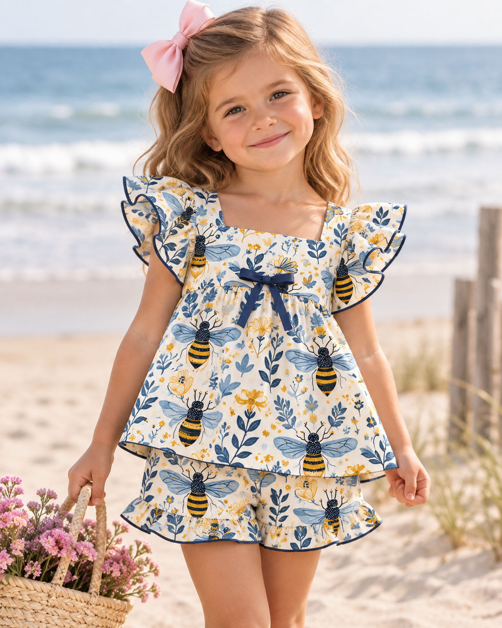 Girls Ruffle Babydoll Top Short Set