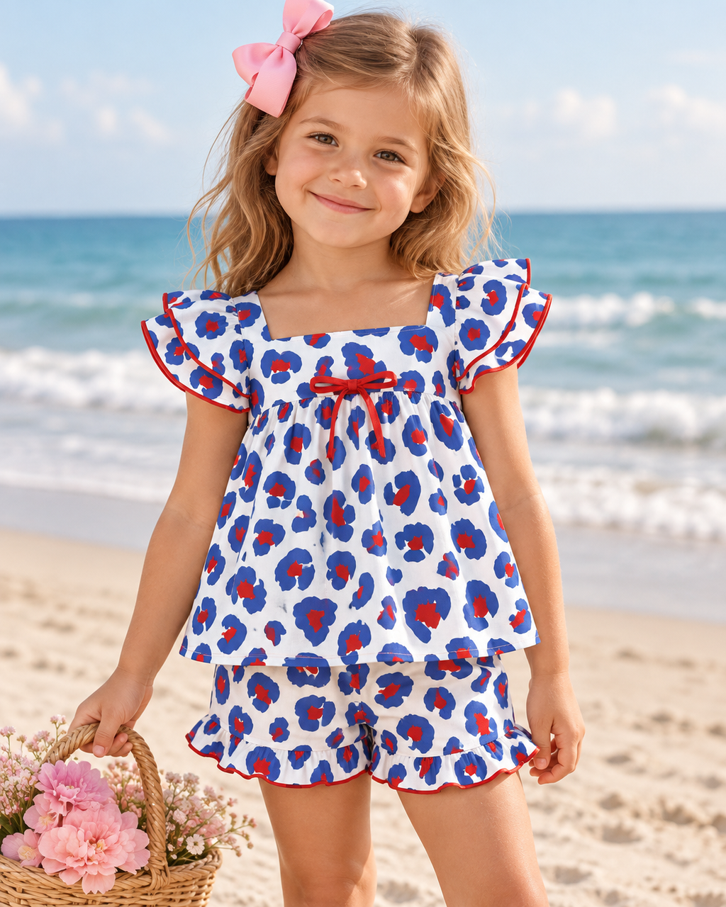 Girls Ruffle Babydoll Top Short Set