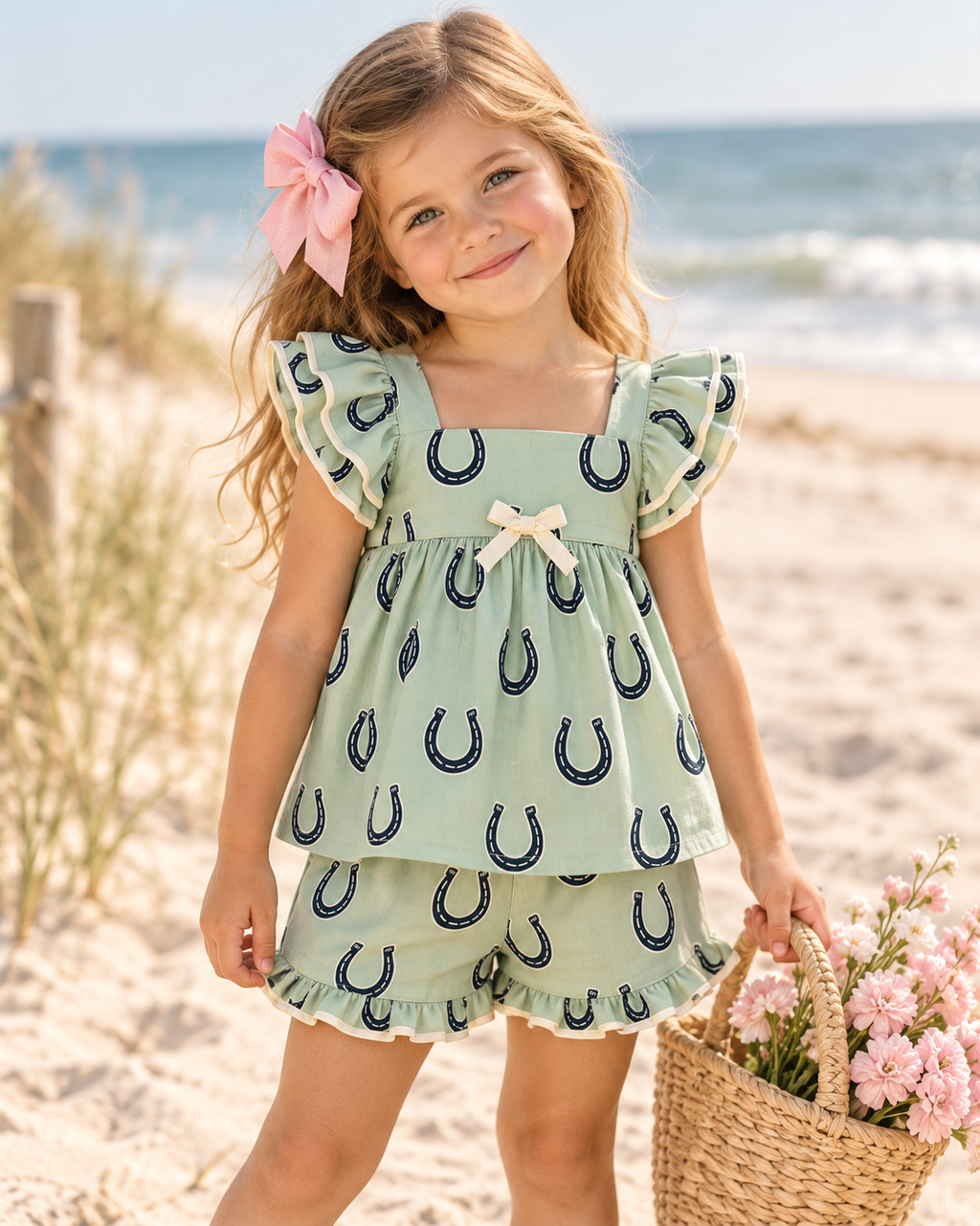Girls Ruffle Babydoll Top Short Set